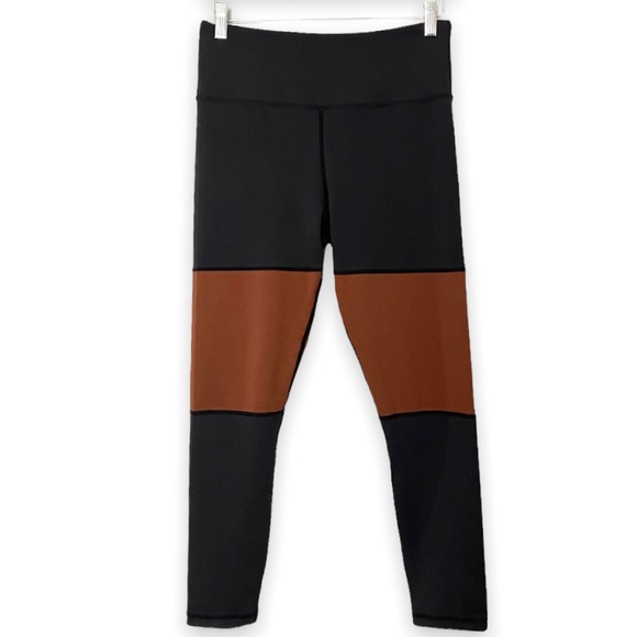 Zyia Mocha Block Light N Tight Hi Rise 7/8 Cocoa Colorblock Leggings Size 8-10 - Picture 2 of 12